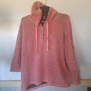 BEDFORD FAIR Textured Knit Hoodie Sweatshirt Pink Black Womens Size 3X